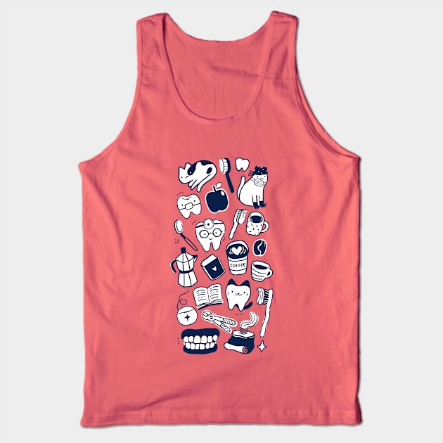 For dentist who loves cats, books and coffee Tank Top by kostolom3000